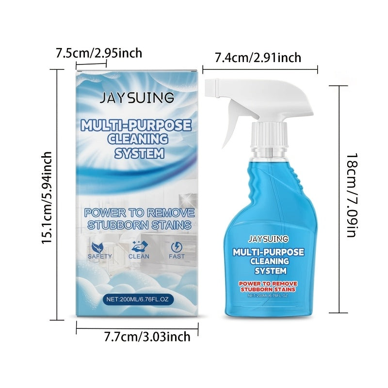 Introducing Jaysuing Multi-Purpose Kitchen Grease Cleaner: a powerful and efficient stain and dust remover that is perfect for heavy oil areas in the kitchen and bathroom. This safe for metal surfaces, residue-free liquid formula contains sodium