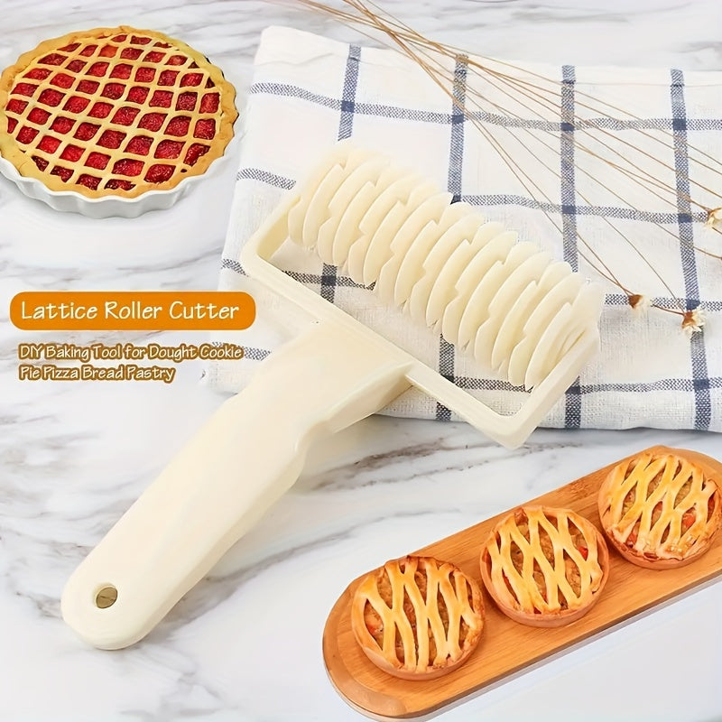 Pizza pastry lattice roller cutter for DIY baking, 18cm/7.08in.