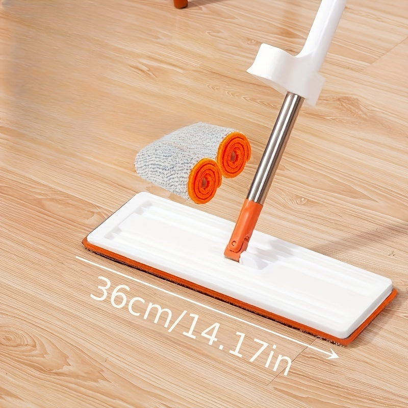 Flat Mop for Home Use - Hands-free, Rotating Design for Dry and Wet Cleaning - Easy to Use Lazy Floor Mop with Water Absorbing, Non-stick Features and Stainless Steel Pole