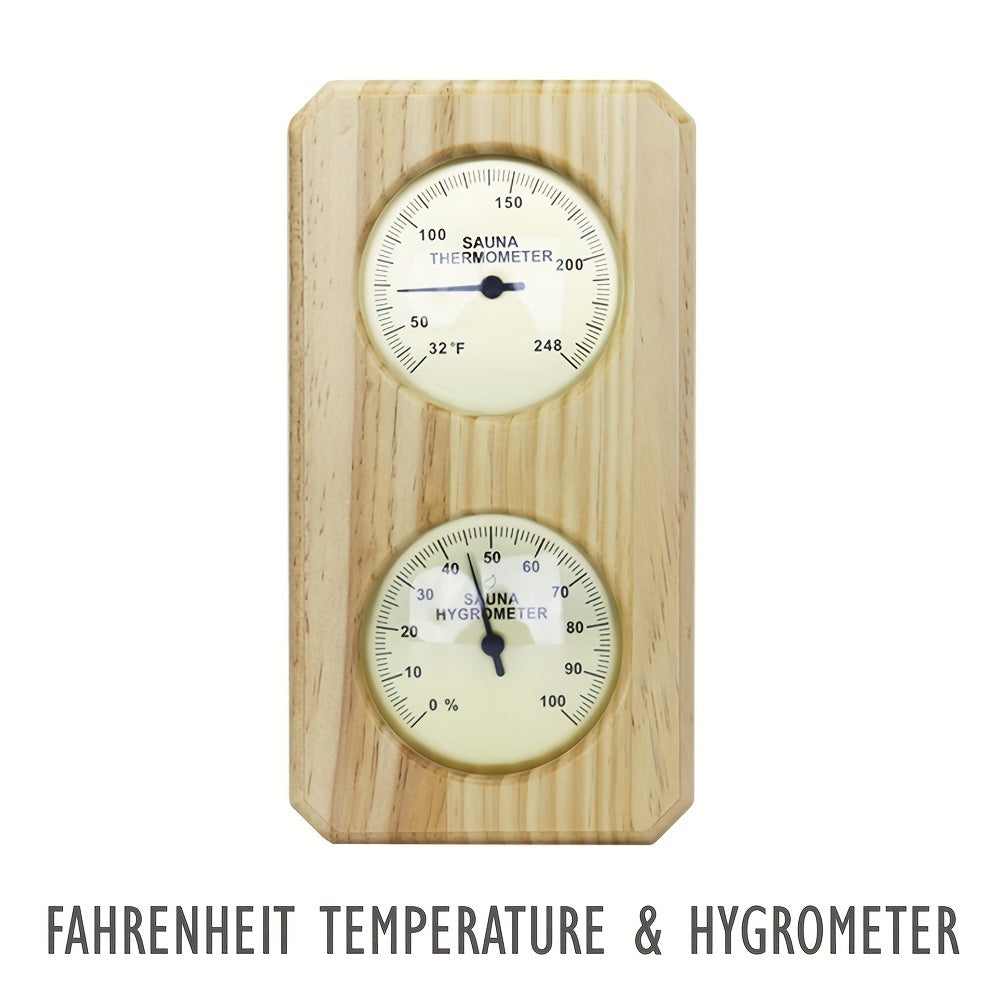 1pc wooden sauna thermometer and hygrometer for temperature and humidity control in family hotel spa rooms.