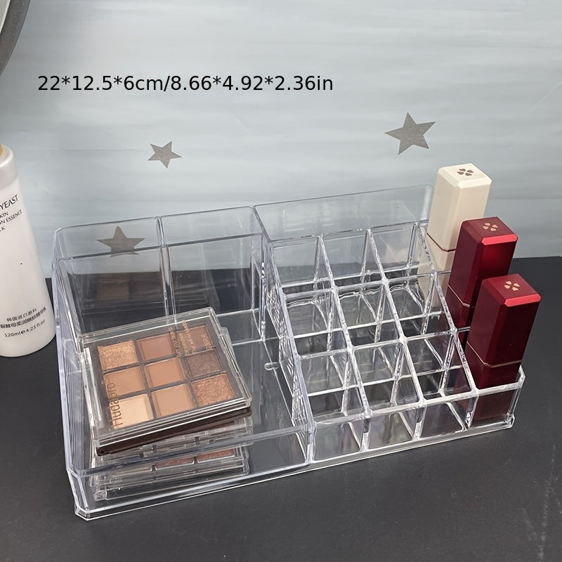 High-quality plastic storage rack with 16 open compartments, aesthetically pleasing and practical.