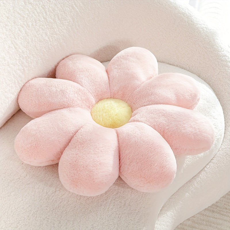 Soft faux fur flower pillow, suitable for home or office decor, machine washable, 60cm/23.62in diameter.