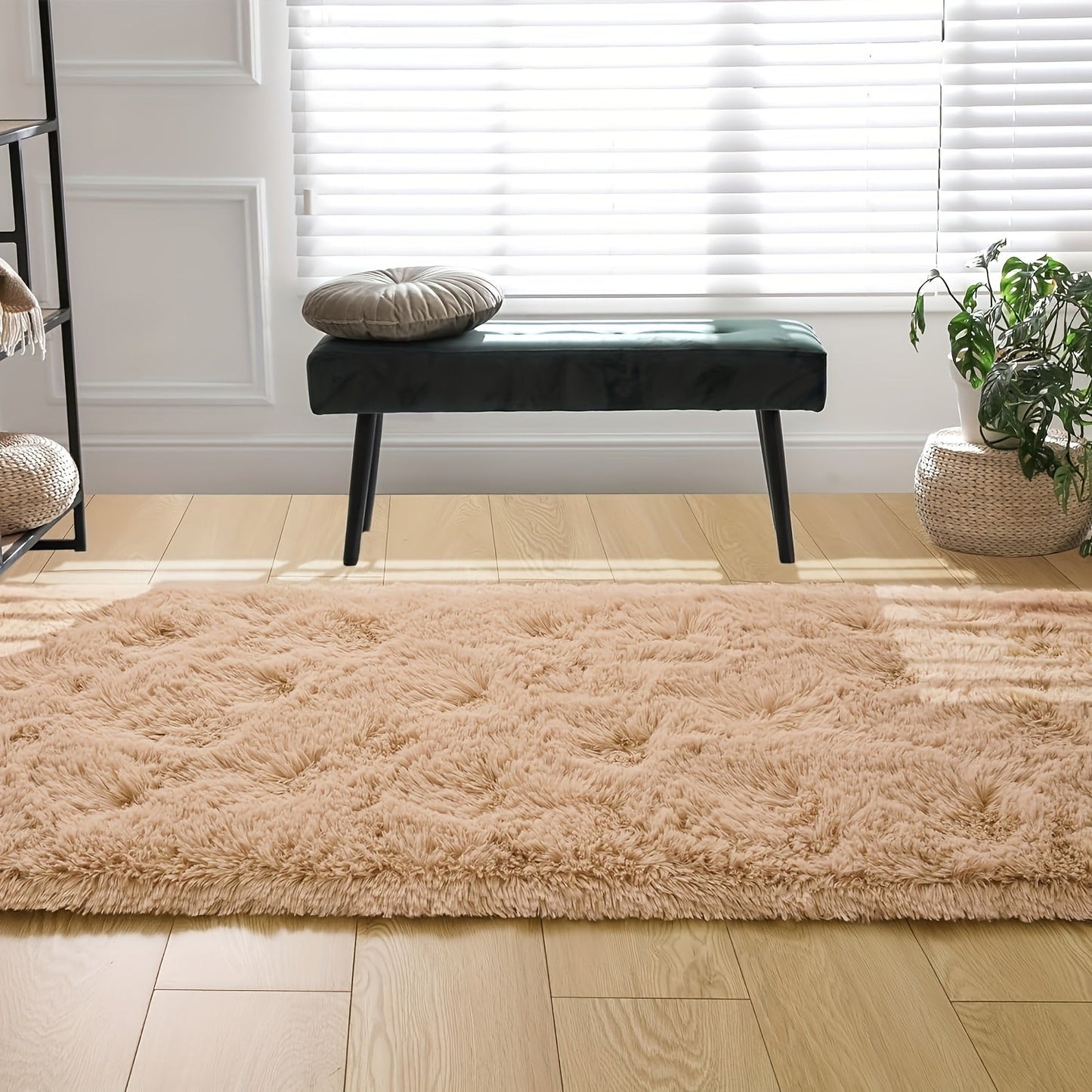 The Soft and Cozy Shaggy Carpet is ideal for the living room, bedroom, and hallway. It comes in a variety of colors and is simple to maintain with dry cleaning. With its rectangular shape, it can be used in multiple areas of the home. Constructed from