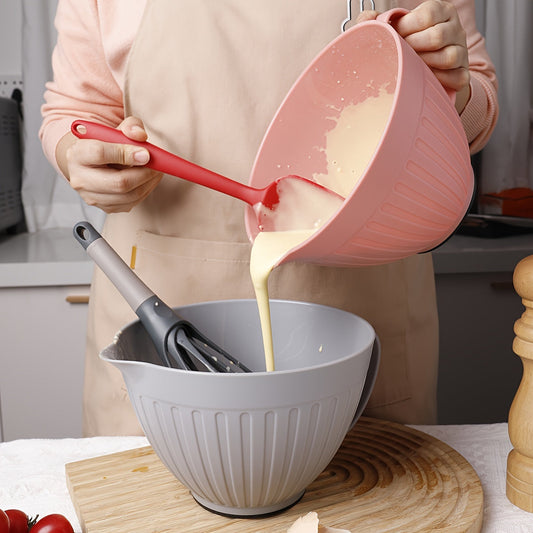 Large Capacity Nordic-Inspired PP Baking Bowl with Handle - Ideal for Mixing Salads, Storing Food, and Prepping - Strong and Long-lasting Kitchen Essential