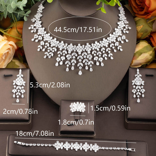 Beautiful Classic Palace Style Jewelry Set with Cubic Zirconia Tassel, Perfect for Women's Wedding and Banquet Attire