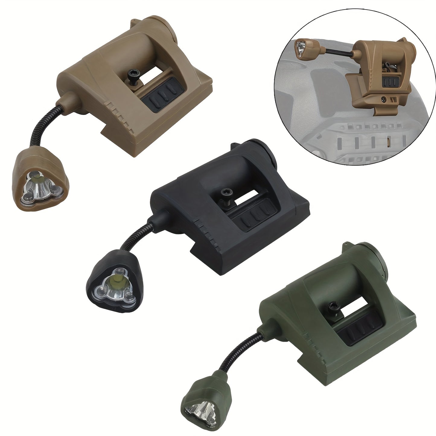 High-powered LED helmet light with clip-on mount for hunting, cycling, and fishing with red, green, and infrared night vision modes and long battery life.