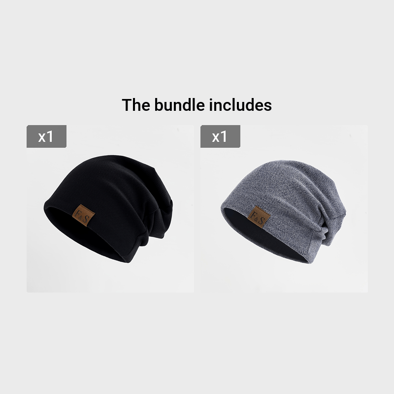 Christmas gift of a men's casual beanie hat made with a blend of cotton and soft, breathable polyester fabric. Features an alphabet pattern, high stretch, and is recommended for hand wash only.