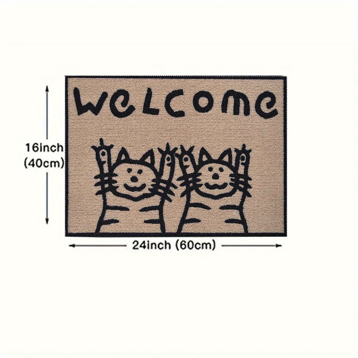 Cat Pattern Non-Slip Door Mat, Size 45.72x76.2 cm, Made of Polyester Fiber, Suitable for Indoor and Outdoor Use in Home, Kitchen, Bathroom, or on Balcony Floors as a Welcome Mat