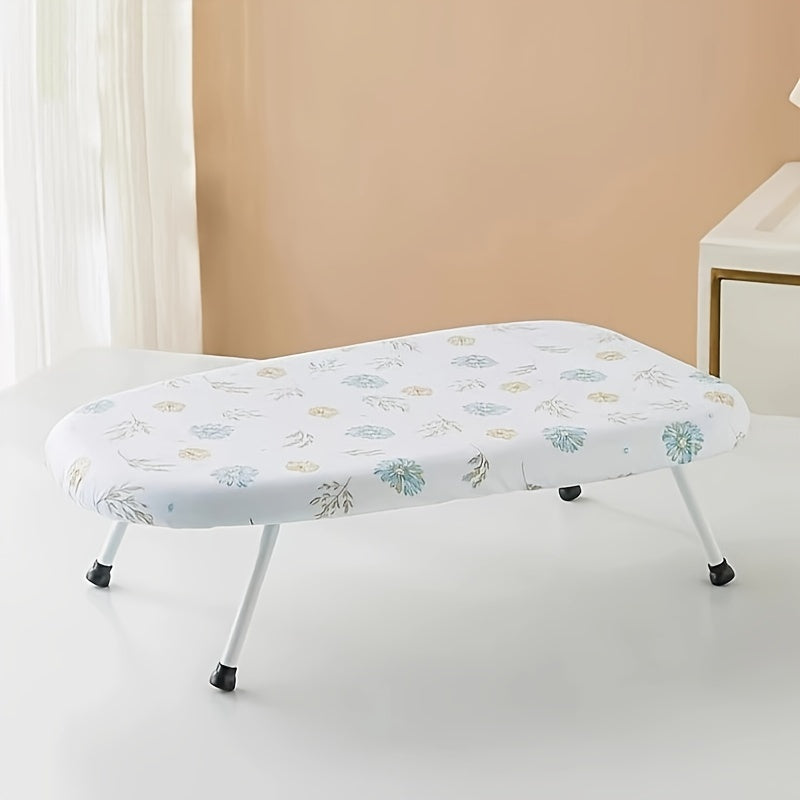 Durable Plastic and Stainless Steel Construction - Portable Tabletop Ironing Board with Floral Cover, Compact and Space-Saving Design, Convenient Storage