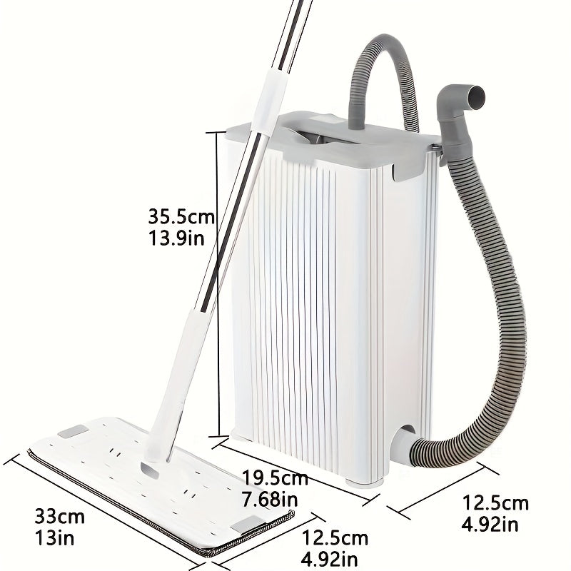 Household Mop Set with Bucket, Microfiber Floor Mop and Bucket Combo, Features Drainpipe for Easy Disposal of Dirty Water, Liquid Storage Design for Wet and Dry Cleaning, Ideal for Kitchen, Bathroom, Tile, Hardwood, and Laminate Floors, Includes Dust Mop