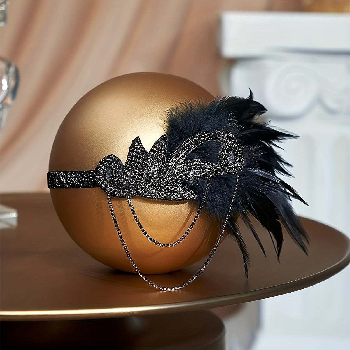 Faux Feather Headband with 1920's Style for Bachelorette Party, Masquerade, Halloween, and Rave - Hair Accessory for Women