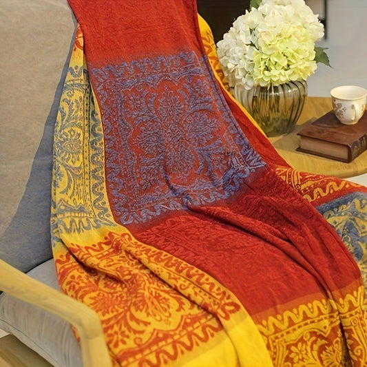 Boho jacquard chenille tassel blanket perfect for napping, cozying up on the sofa, or using as a casual bedspread.