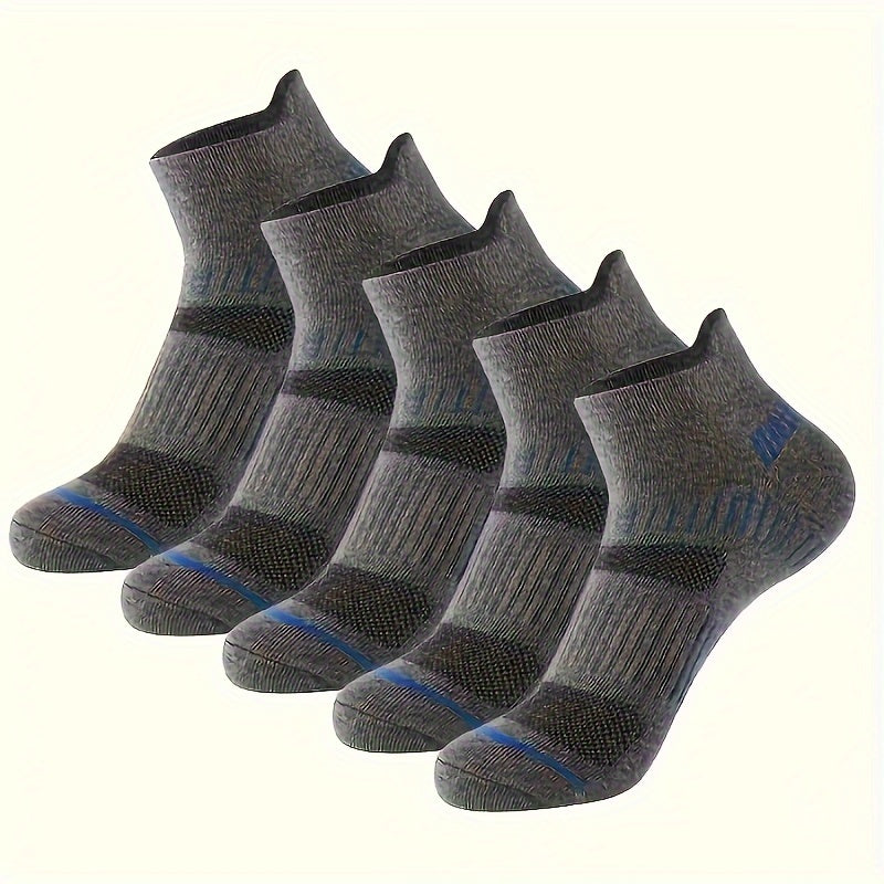 5 pairs of breathable ankle socks, striped design for men's fall wear