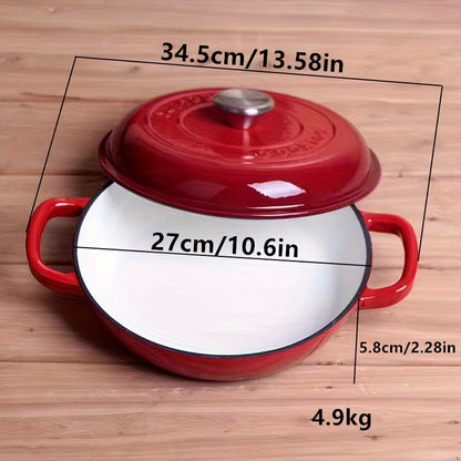 Durable Enamel Cast Iron Pan for Seafood and Hot Pot Cooking - Multi-Purpose Non-Stick Cookware Perfect for Home and Restaurant Use