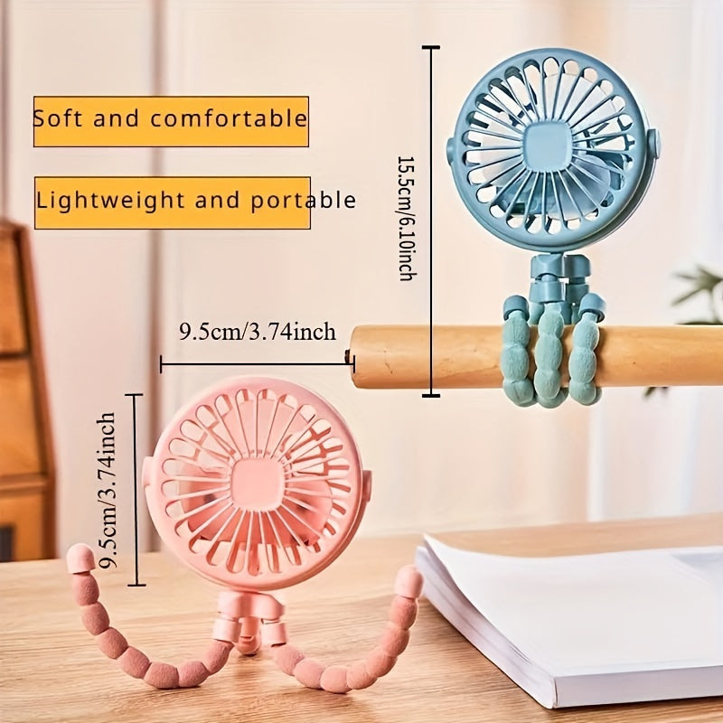 Rechargeable USB Fan in the Shape of an Octopus, Portable Mini Fan with Multiple Modes, Extended Battery Life, and Silent Operation