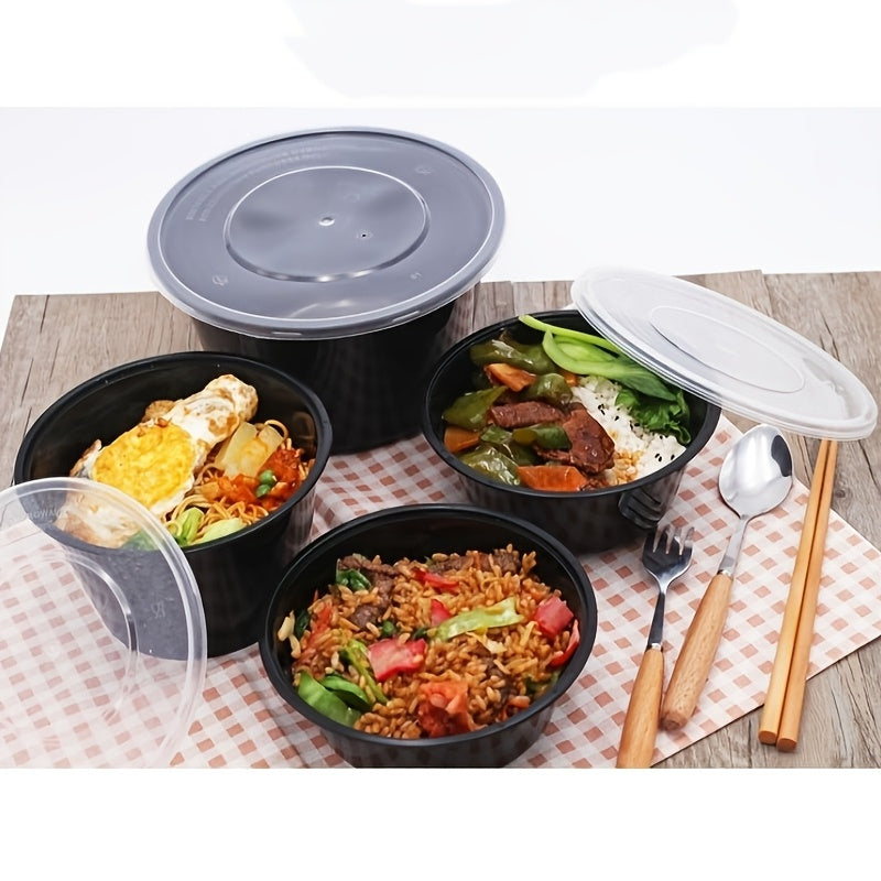 50 pieces of Meal Prep Containers with lids, made of plastic and having a capacity of 450ml/15.2oz. These containers can be used as To Go containers, Disposable Lunch Boxes, Bento Boxes, and are a handy kitchen accessory.