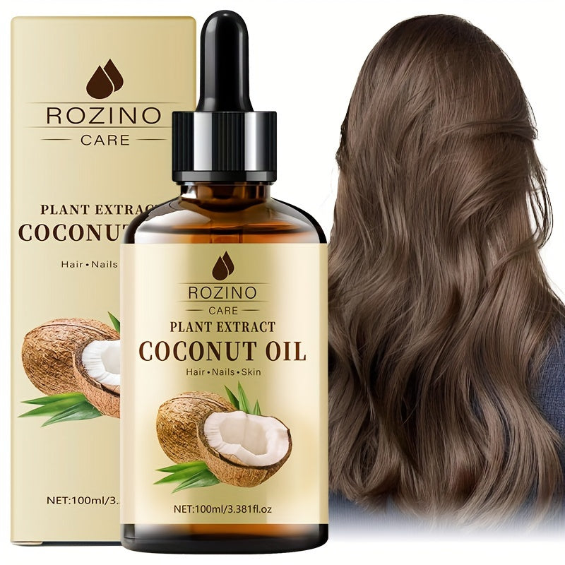 ROZINO Coconut Oil Hair Serum - 100ml/3.52fl. Oz, Plant Extract for Silky Smooth Shiny Hair, Lightweight Moisturizing Formula