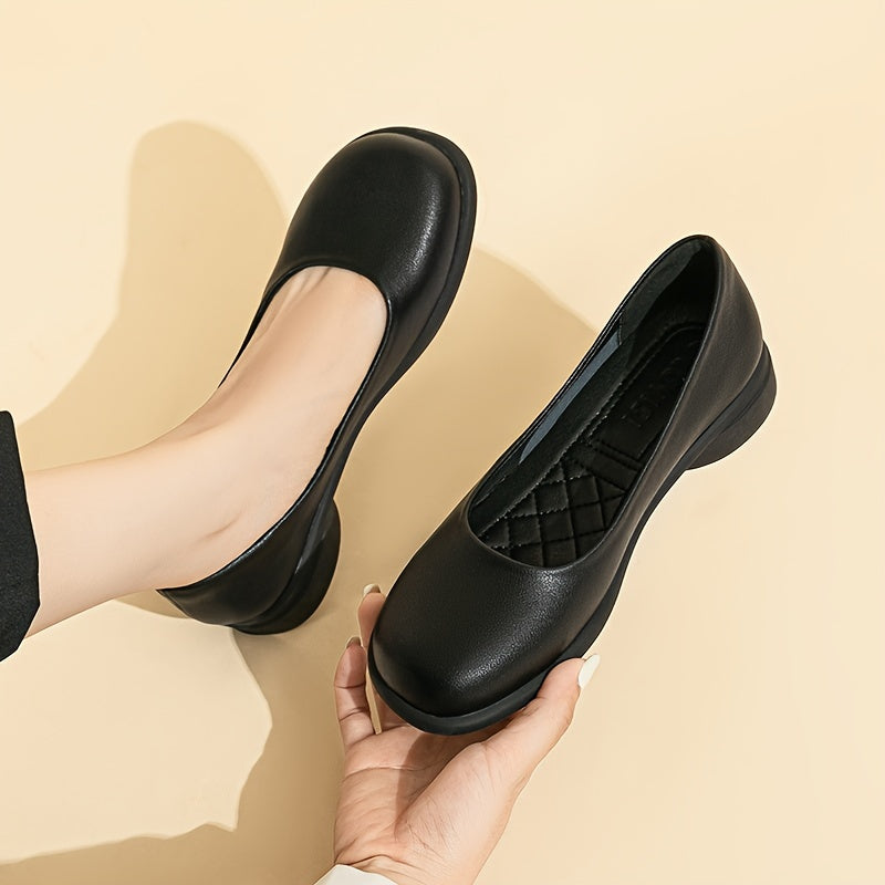 Womens Black Slip On Flat Shoes for Work