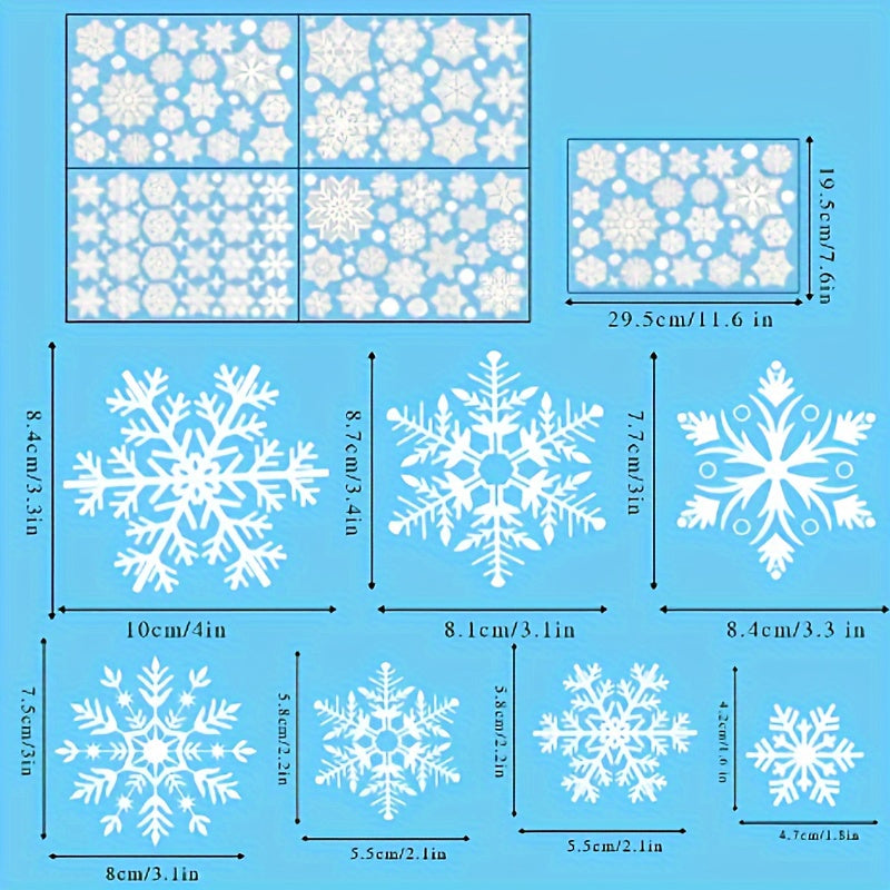 Set of 137 Christmas Snowflake Window Clings - PVC Static Stickers for Glass - No Power Required- Festive Decorations that can be Reused for Winter Decor in Home and at Parties