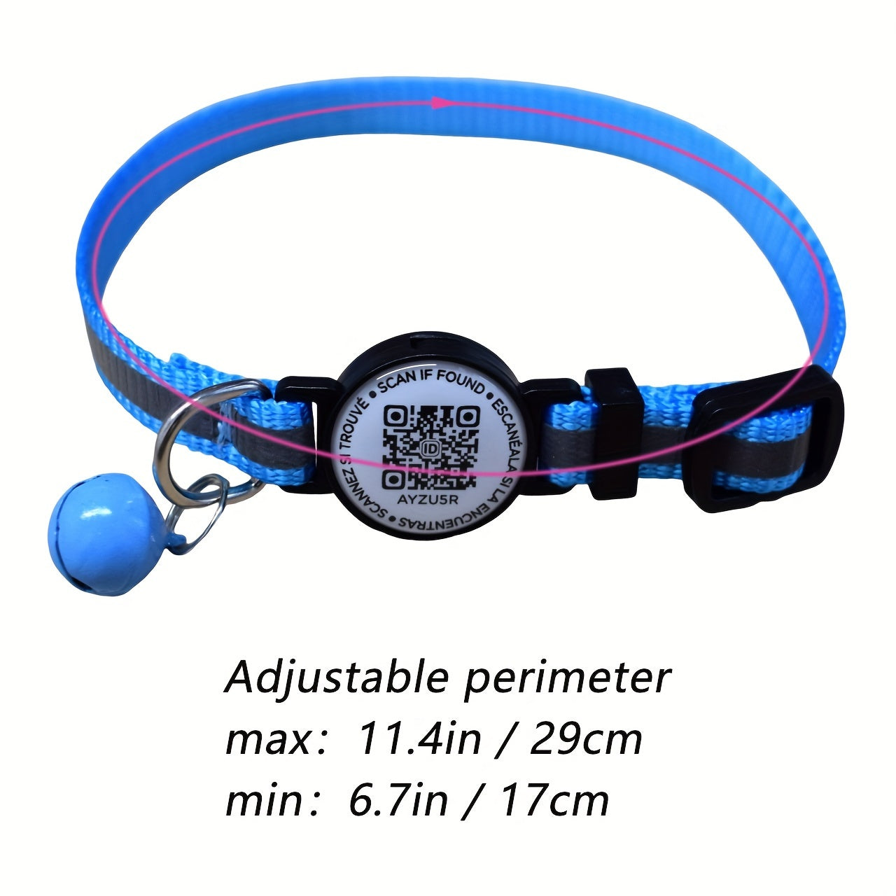 Reflective QR Code Pet Collar for Cats & Small Dogs - High Visibility at Night, Anti-Lost Feature, Striped Polyester