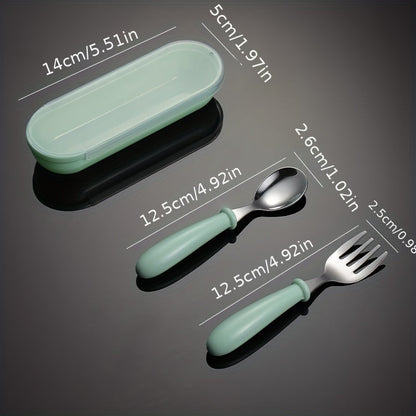 Kids' Easter Gift Set: Personalized Tableware with Name, Includes Spoon, Fork, and Storage Box