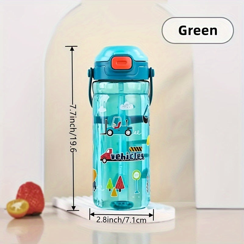 Cartoon water bottle with leak-proof design, detachable handle, and 18.6oz capacity for home, outdoor fitness, travel, and school. A great holiday gift idea.