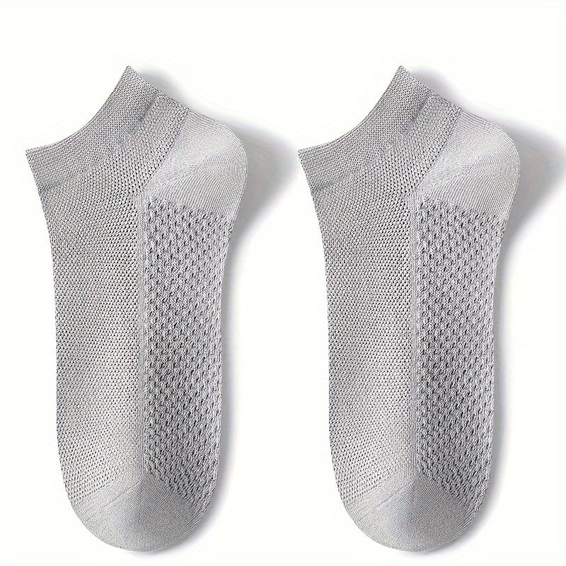 5 breathable mesh ankle socks for men, odor-resistant and sweat-wicking. Suitable for casual and business wear, in plus size.