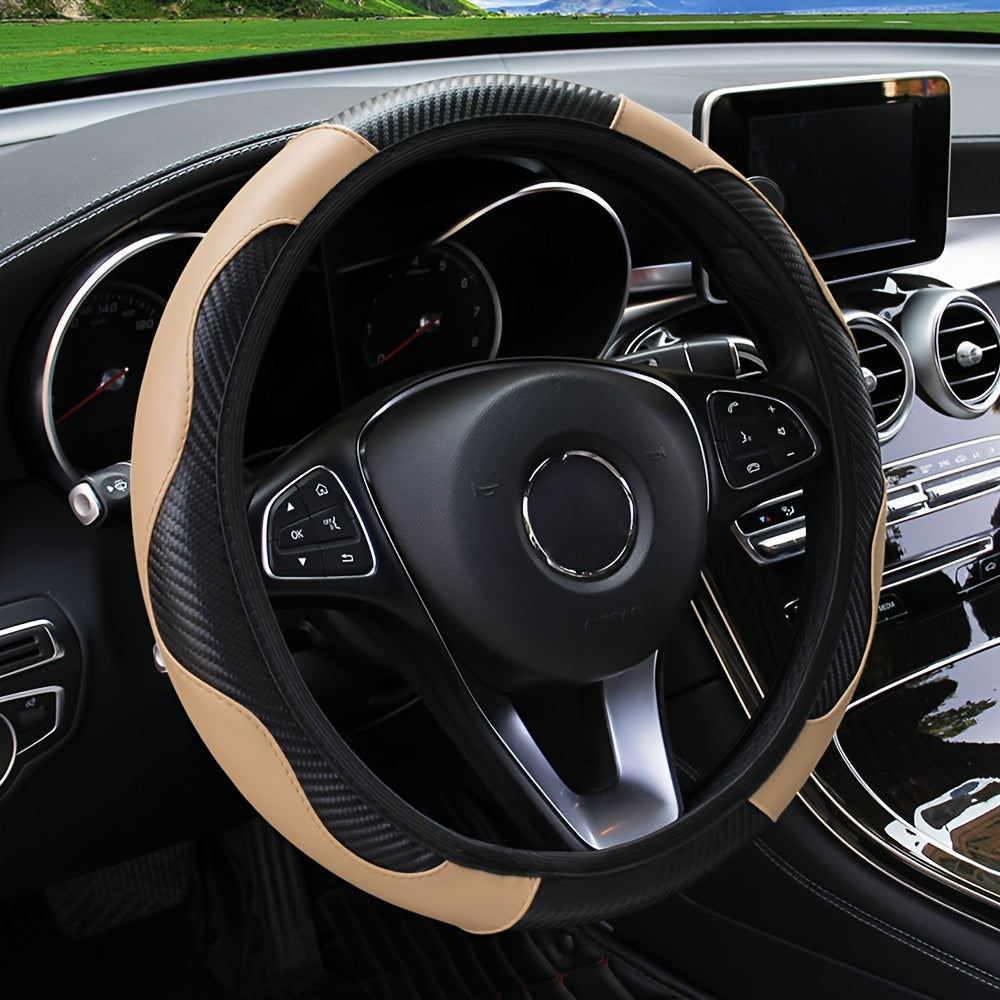 Inner Circle Car Steering Wheel Cover, Carbon Fiber, Non-Slip, 37-38CM, Accessories