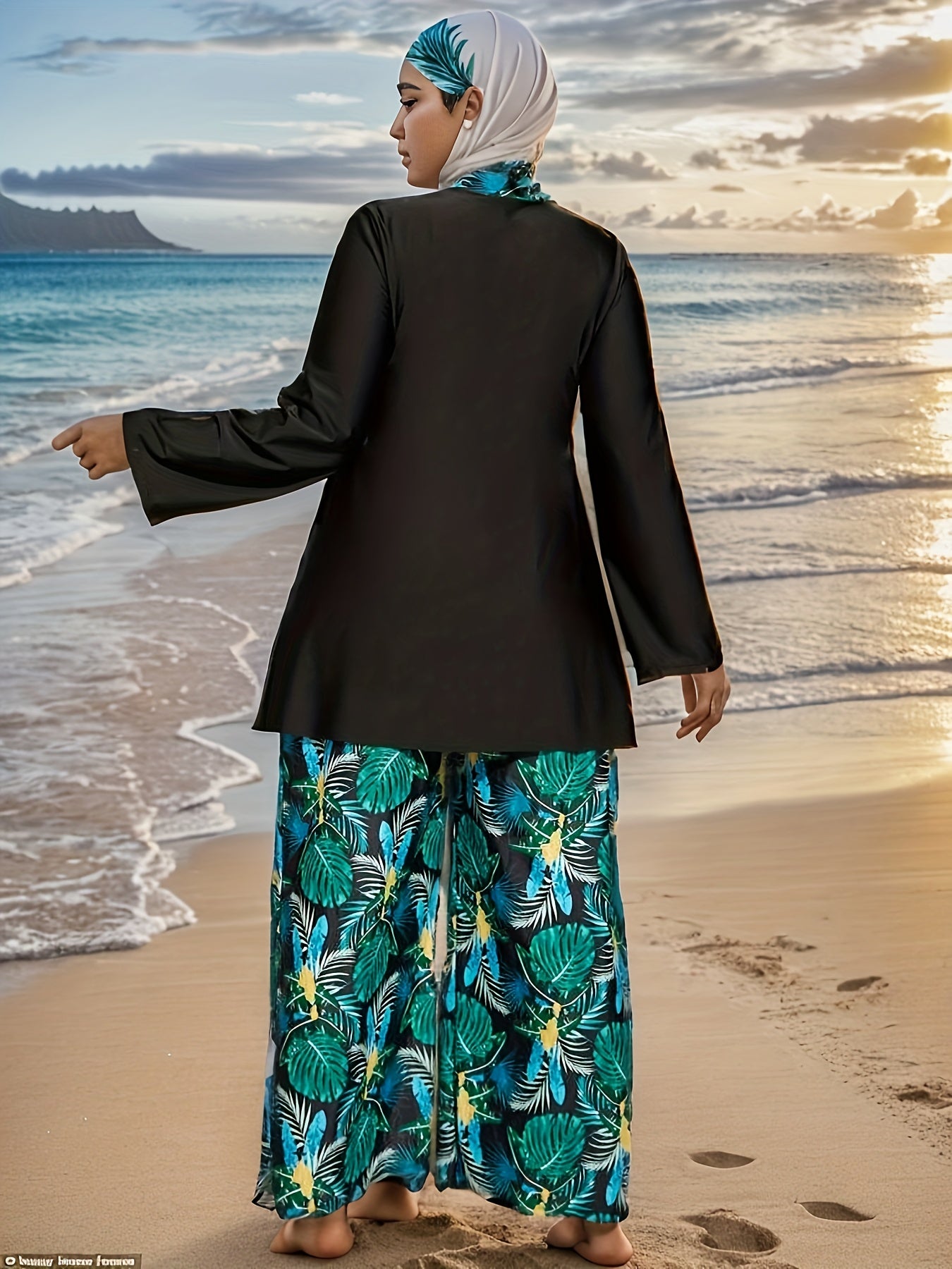 Middle East swimsuit for women, loose-fitting with long sleeves, full body coverage, and slimming design.