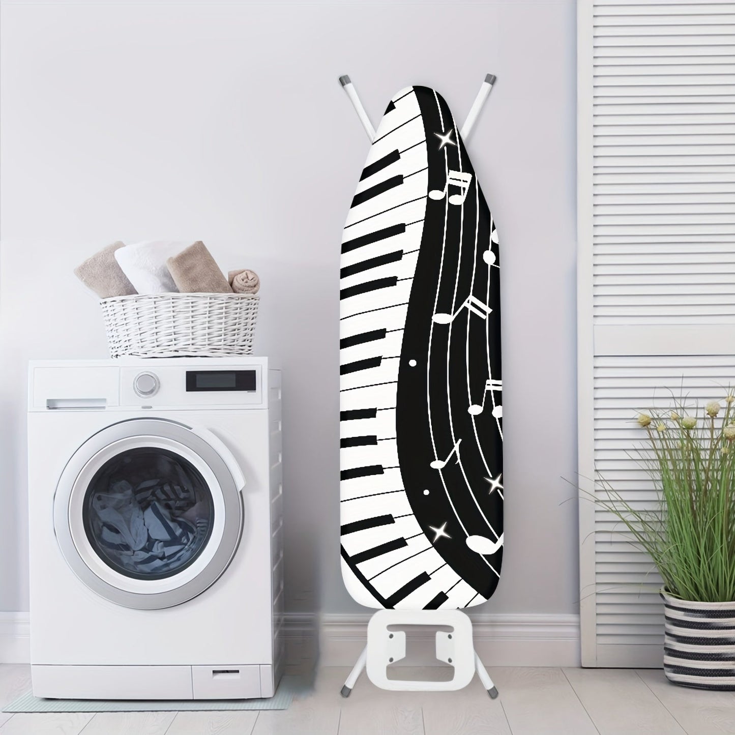 Keep your ironing board looking neat and stylish with our Music-Themed Standard Size Ironing Board Dust Cover. This cover features a hook & loop fastener for easy attachment and is stain resistant for long-lasting use. It is non-heat resistant and acts