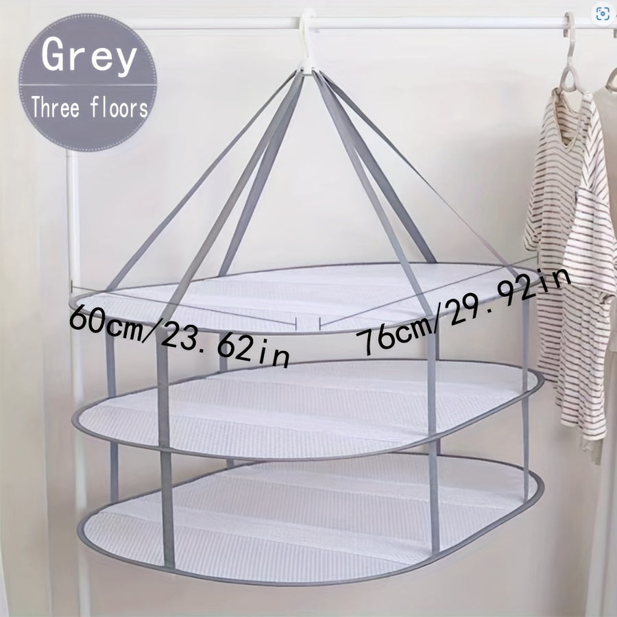 Space-Saving Mesh Clothes Drying Rack with 2 Tiers - Perfect for Sweaters, Shirts & Socks. Easy Hang Design, No Electricity Needed - Great for Home Laundry and Organization.