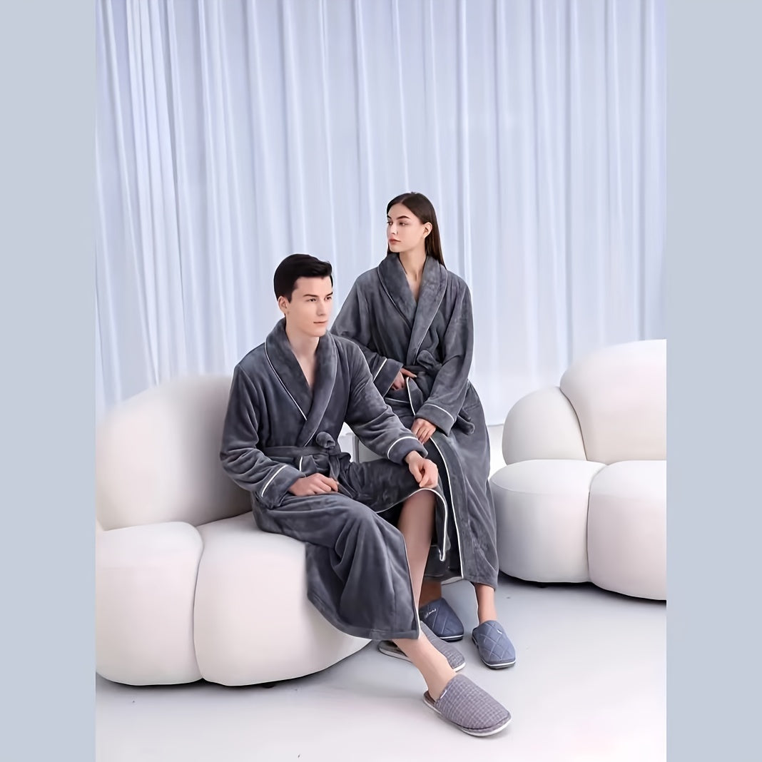 Plaid bath robe for men and women, soft and comfortable, modern style, machine washable, made of 300g/㎡ knitted fabric with polyester fiber, bath towel theme.