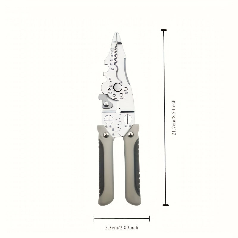 High-quality wire stripper and crimping tool made of durable chrome vanadium steel with a non-slip grip for electricians.