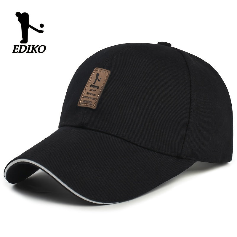 EDIKO Unisex Baseball Cap in Black, 100% Breathable Sun Protection, Casual Outdoor Golf Cap, Hand Washable