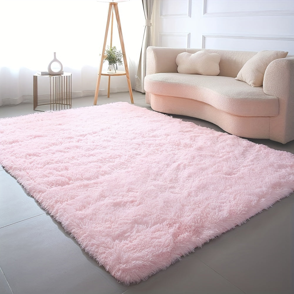 Luxurious Pink Shaggy Area Mat - Soft and Absorbent Mat for Bedroom and Living Room Decor, Polyester Material, Non-Slip, Machine-Made, Perfect for Any Holiday, Living Room Rug