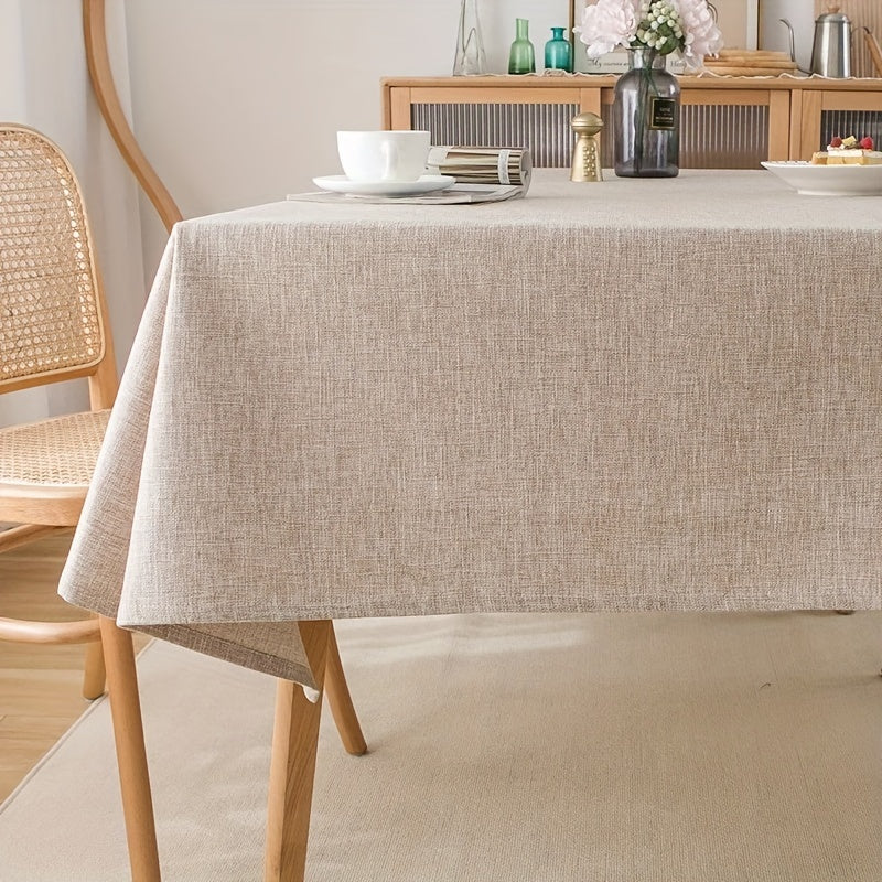 Thick polyester tablecloth in solid color adds elegance to dining and coffee tables with its modern design.