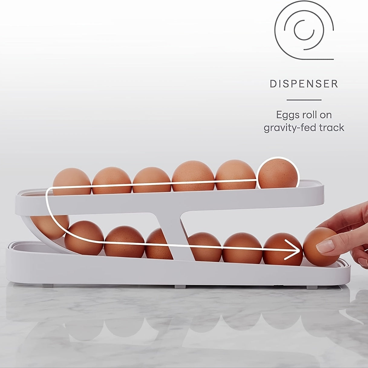 Sleek and Compact Rolling Egg Storage Rack - Modern Design, Collapsible for Efficient Refrigerator & Kitchen Organization