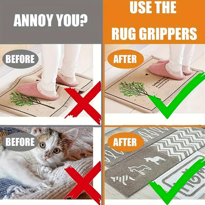 High Quality Carpet Anti-slip Stickers - Set of 4, 8, 12, or 32 pieces. Ideal for Rugs in Living Room, Dining Room, or Bathroom. Prevents Floor Mat from Slipping, Moving, and Rolling Edges.