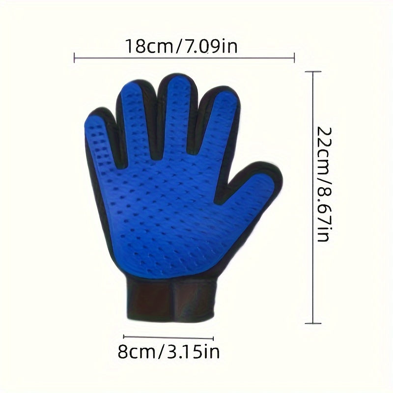 1pc Pet Grooming Gloves - Gentle Deshedding Brush for Dogs & Cats, Easy to Clean, Five Finger Design, Ideal for Long & Short Fur, Blue Silicone, Dog Grooming