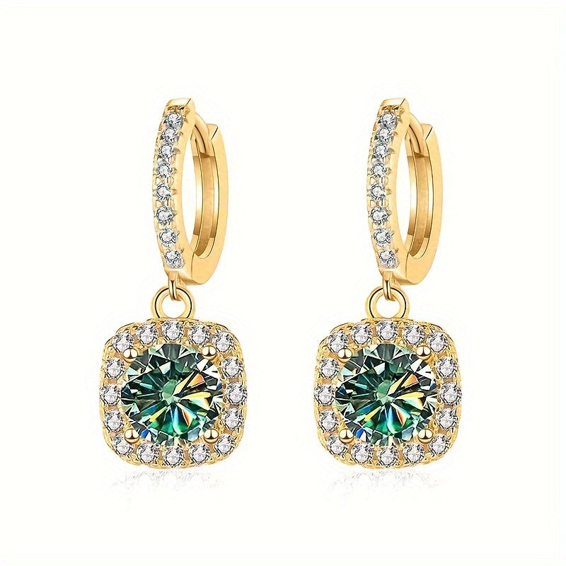 Luxurious and elegant, these 925 sterling silver Moissanite drop earrings are perfect for women on all occasions. With a gold plating and 6.5mm size, they are the perfect accessory for daily wear or special events such as weddings, parties, banquets