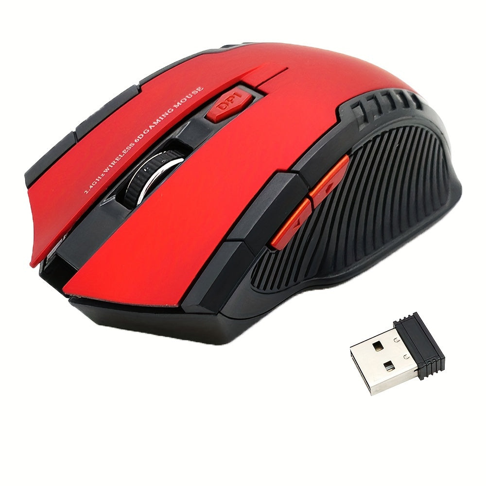 2.4GHz Wireless Gaming Mouse with USB Receiver: 6 programmable buttons, optical sensor for PC and laptop use. Ideal for gamers and notebook users.