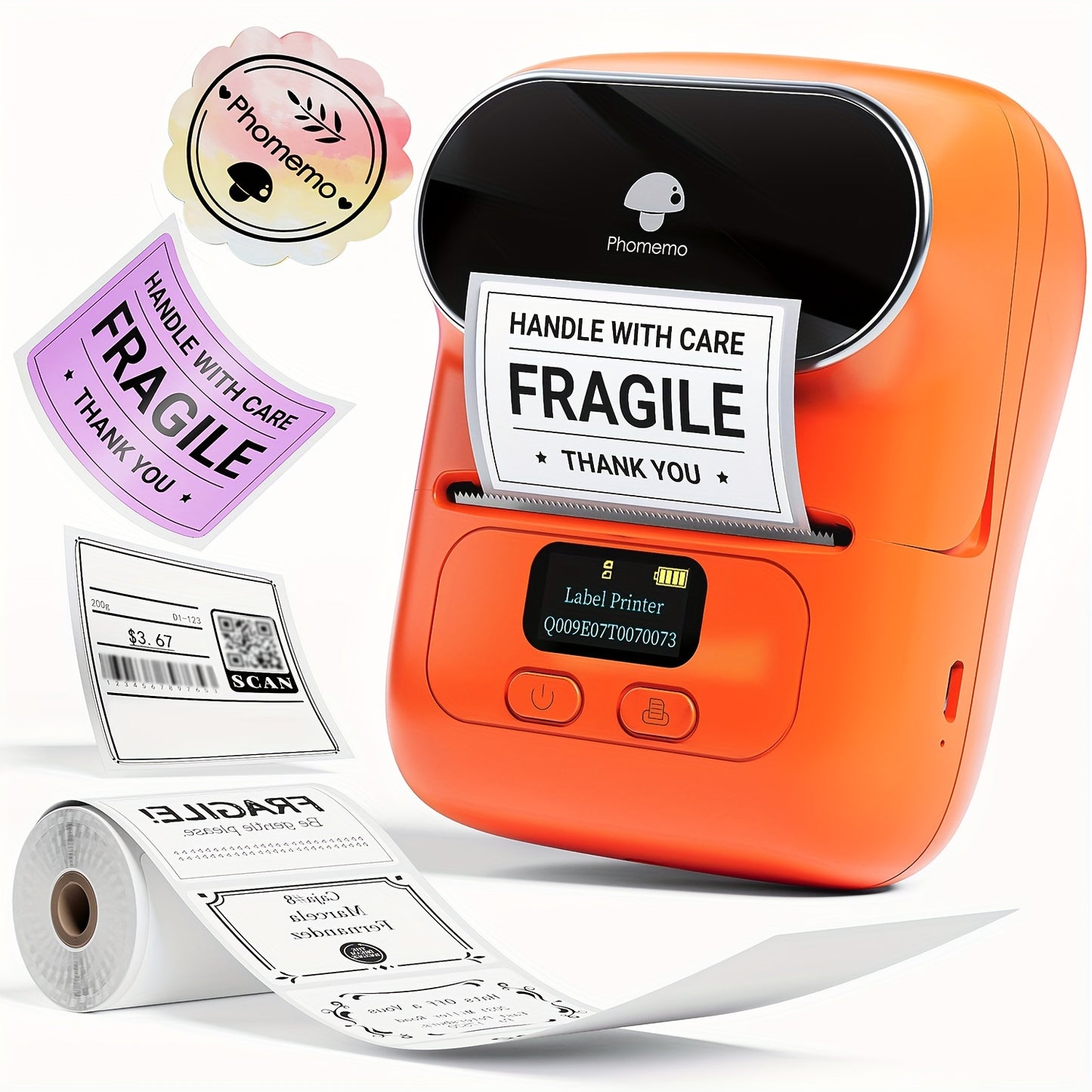 The Phomemo M110 Label Maker is a portable thermal printer compatible with Android, IOS, Windows & Mac, great for product, address, small business, sticker, home, or DIY labeling. It comes