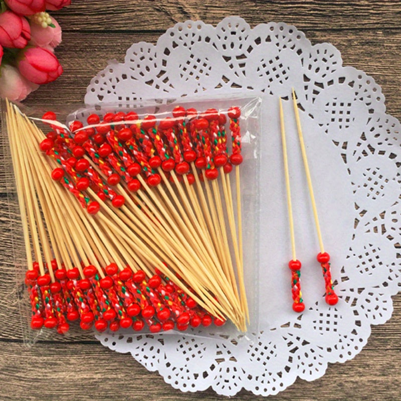 12cm Bamboo Fruit Fork for Wedding Party Decoration