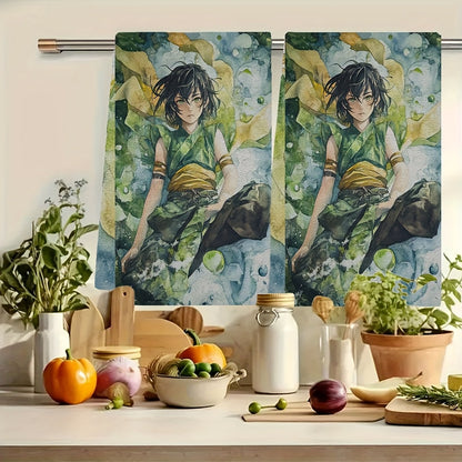 Set of 2 Ultra Soft Kitchen Towels - Inspired by Toph Beifong, These Highly Absorbent & Machine Washable Hand Towels are Perfect for Drying Dishes. Featuring a Coastal Contemporary Design, Each Towel Measures 40.64x60.96 cm