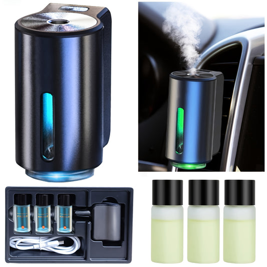 USB rechargeable car aromatherapy diffuser with 3 modes - essential oil humidifier for vehicles.