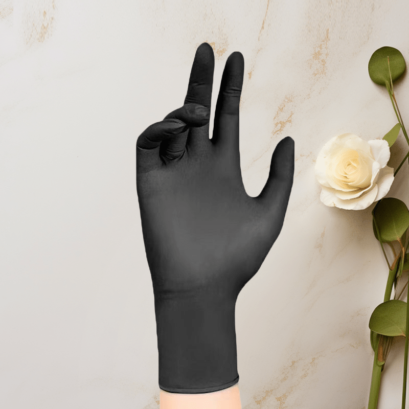 1 pack containing 20 black nitrile gloves, suitable for use in food preparation, beauty treatments, kitchen cooking, dishwashing, and massage. These gloves are waterproof, oil resistant, durable, and can be used for cleaning, party decorations, and