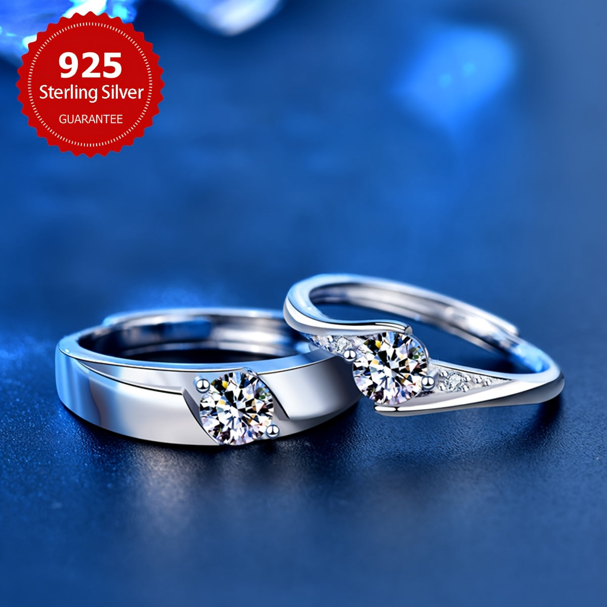 925 Sterling Silver Promise Rings Set with 0.5 Carat Moissanite, Elegant and Luxurious, Ideal for Engagement, Wedding, Anniversary, Valentine's Day, or Any Occasion