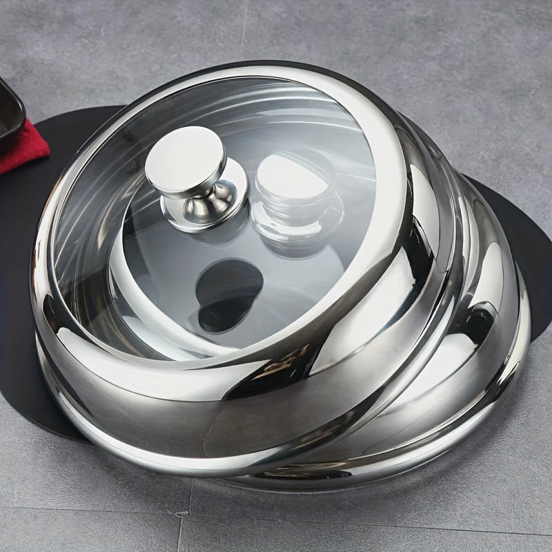 Stainless Steel Handle Frying Pan/Stew Pot/Steamer Lid for Home Kitchen Use with High-View Glass Lid and Thickened Tempered Glass