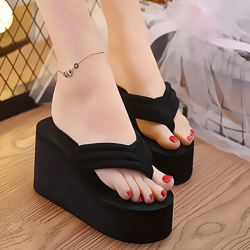 Flat, lightweight wedge sandals for women, perfect for casual summer wear.