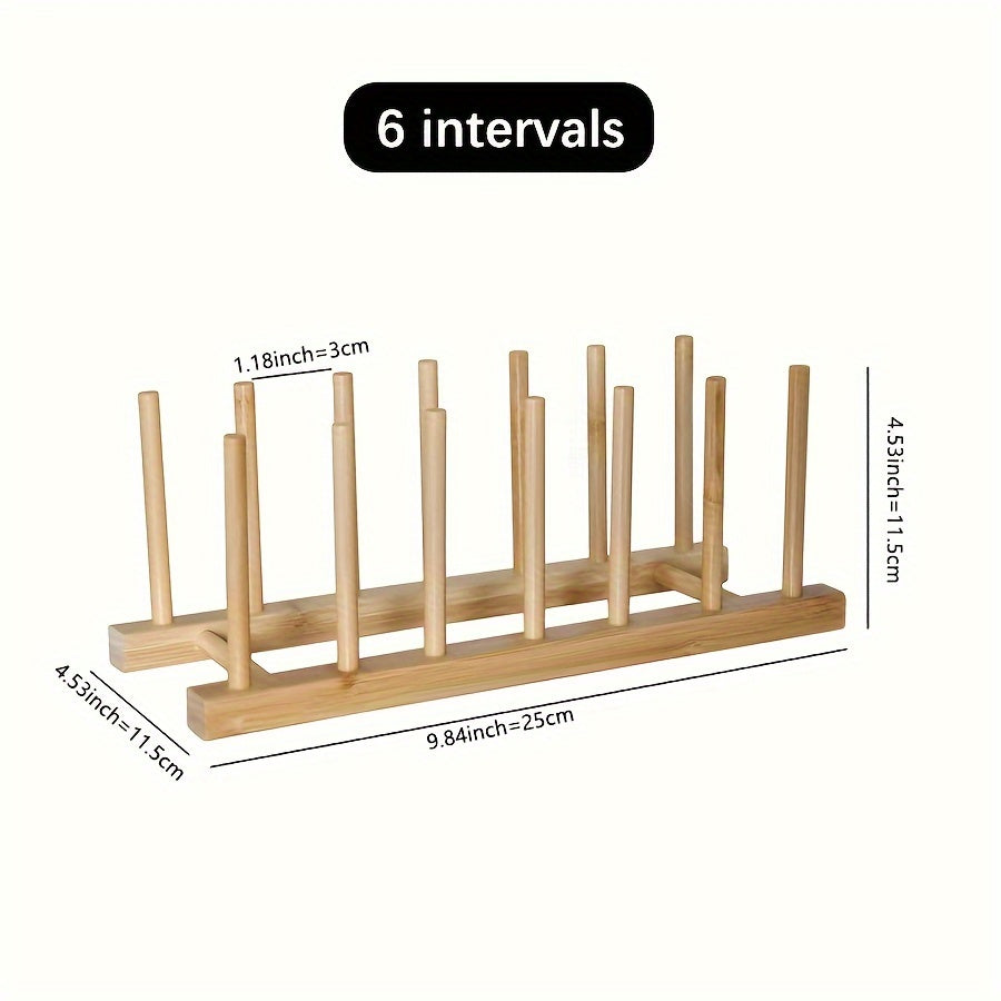 Bamboo Wooden Plate Rack for Kitchen Storage and Organization - Ideal for Dishes, Plates, Bowls, Cups, Pot Lids, Cutting Boards, and More! Can also be used as a Drying Rack, Bookshelf, or Home Kitchen Supply Organizer.